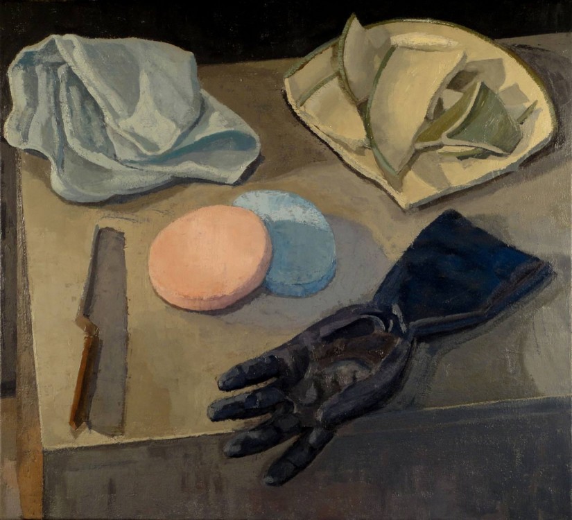 still life with blue glove, 2012, oil on canvas, 22 x 24 in