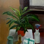 interior with plant, 2013, oil on canvas, 36 x 30 in