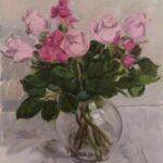Pink Roses in a Glass Vase 1