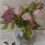 Pink Roses in a Glass Vase 1